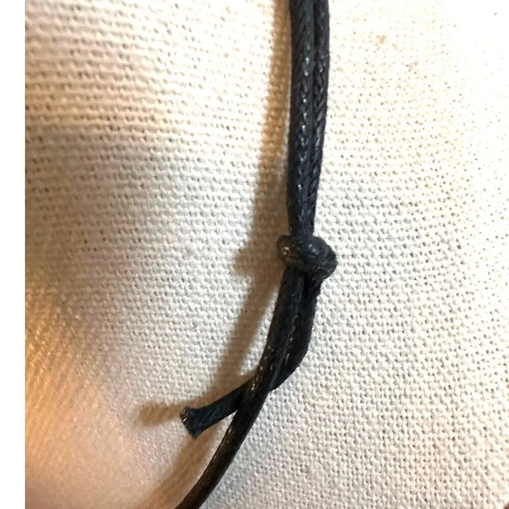Crescent Moon Necklace Gray Black Cord Boho Casual Jewelry Adjustable